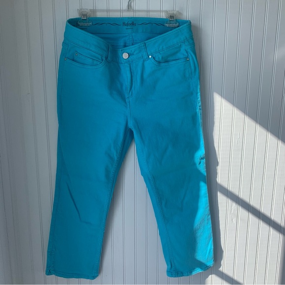 Rafaella Pants - Rafaella Slimming Weekend Teal (Size 10) Jean Pants (with front & back pockets)